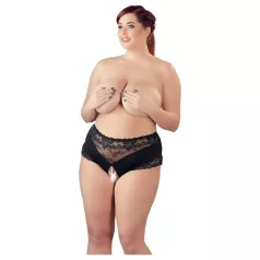   Cottelli Plus Size - Spitzenperlen offener Slip (schwarz) - XL
