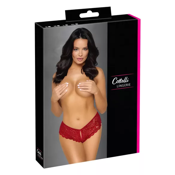 Cottelli - offener Spitzen-Slip (rot) - XL