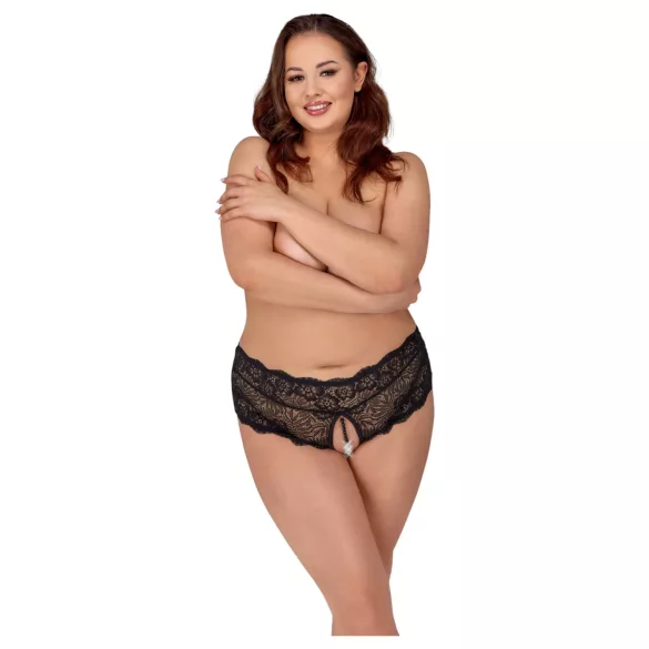 Cottelli Curves - Offene Spitzenpanty (Schwarz) - XL