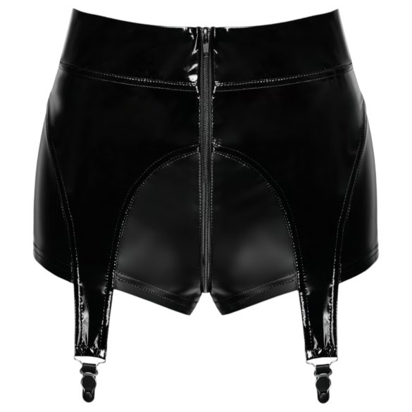 Noir - Glänzende Hotpants mit Strumpfhalter (Schwarz) - L