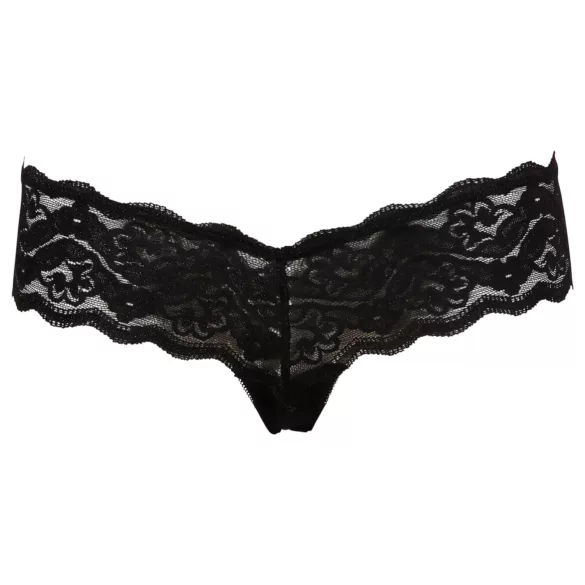 Cottelli - String aus Spitze mit versteckter Perlenkette (schwarz) - L