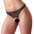 Cottelli - Perlenverzierte offene Spitzen-Tanga (schwarz) - M