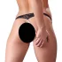 Cottelli - Perlenverzierte offene Spitzen-Tanga (schwarz) - XL