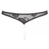 Cottelli - Perlenverzierte offene Spitzen-Tanga (schwarz) - XL