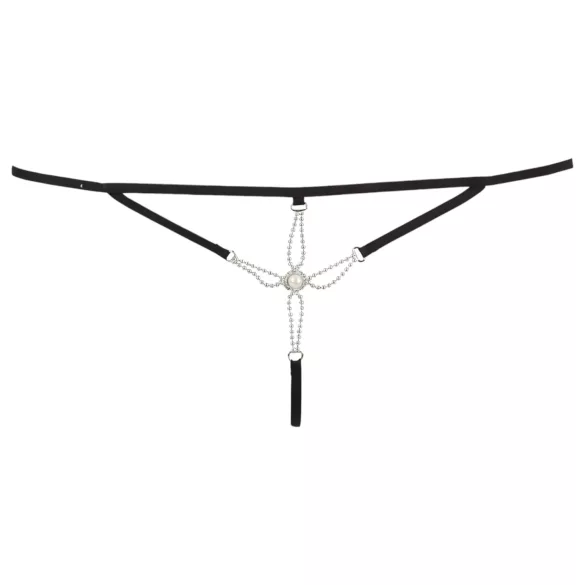 Cottelli - Strass Damen-String ouvert (schwarz)
