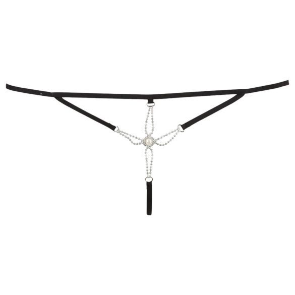 Cottelli - Strass Damen-String ouvert (schwarz) - M/L