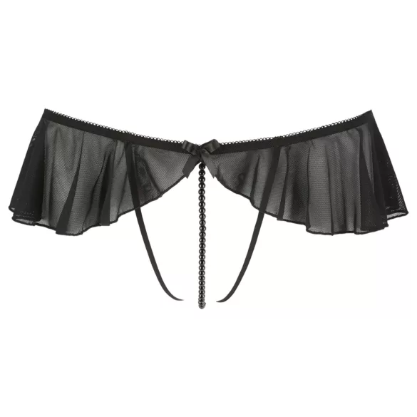 Cottelli - Offener, Perlenbesetzter Spitzentanga (Schwarz) - L