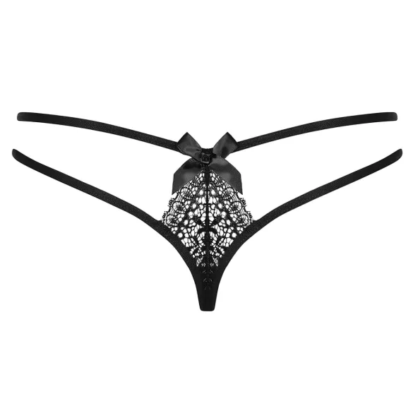Obsessive Intensa - Doppelt geschnürter Spitzen-Tanga (schwarz)