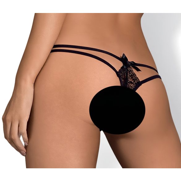 Obsessive Intensa - Doppelt geschnürter Spitzen-Tanga (schwarz) - L/XL
