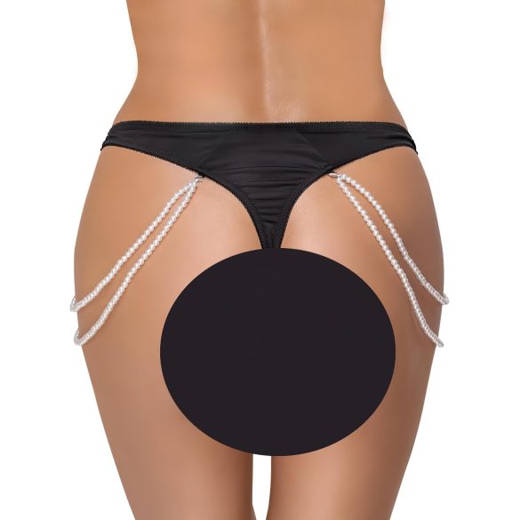 Cottelli - Luxus Perlenstickerei Tanga (schwarz) - M/L