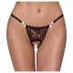 Cottelli - Luxus, rosa Perlentanga (schwarz) - M/L