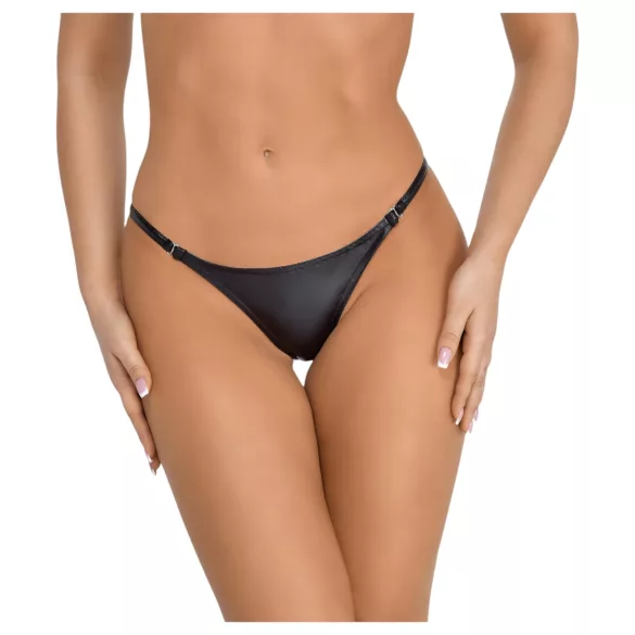 Noir - Glanz-String (Schwarz) - L/XL
