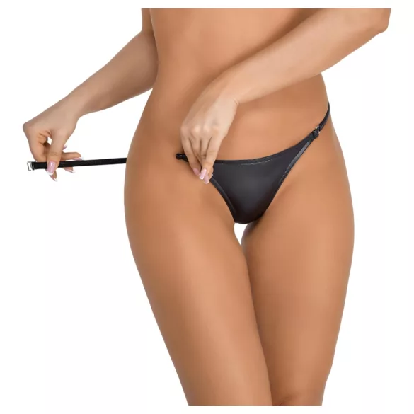 Noir - Glanz-String (Schwarz) - L/XL