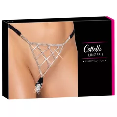   Cottelli - Offener Stringtanga mit Silberverzierung - Schwarz (S-L)