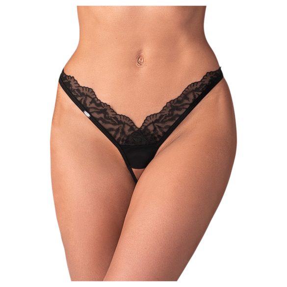 Obsessive - Transparenter Spitzen-Tanga (Schwarz)