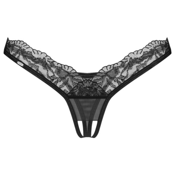 Obsessive - Transparenter Spitzen-Tanga (Schwarz) - L/XL