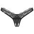 Obsessive - Transparenter Spitzen-Tanga (Schwarz) - L/XL
