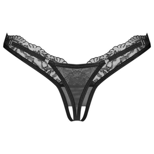 Obsessive - Transparenter Spitzen-Tanga (Schwarz) - L/XL