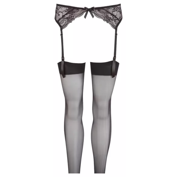 NO:XQSE - Schwarzes Spitzen-Strumpfhalterset - M/L