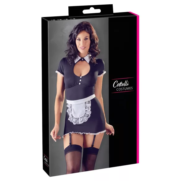 Cottelli - Dienstmädchen-Kleid mit Strapsen (Schwarz-Weiß)