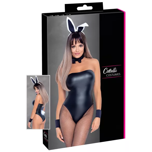 Cottelli Bunny - glänzendes, sexy Hasenkostüm (5-teilig) - XL