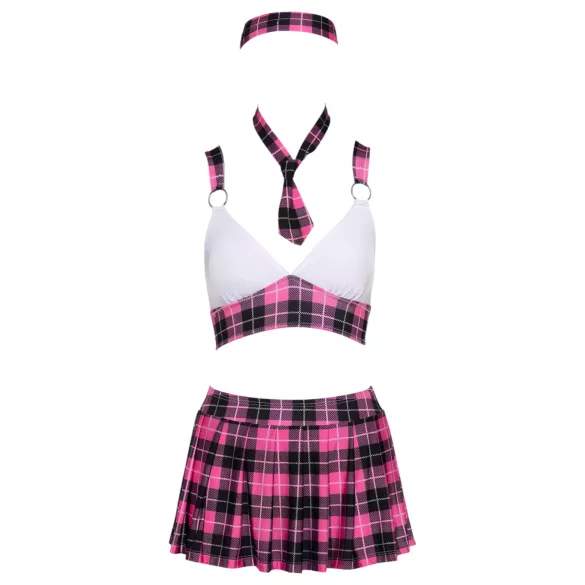 Cottelli - kariertes Schulmädchen-Kostüm Set (Pink)