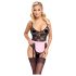 Cottelli - Transparente Dienstmädchenkostüm (schwarz-pink) - M