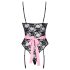 Cottelli - Transparente Dienstmädchenkostüm (schwarz-pink) - M