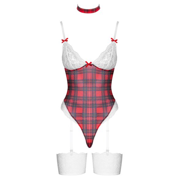 Cottelli - Kariertes Body-Set (Rot)