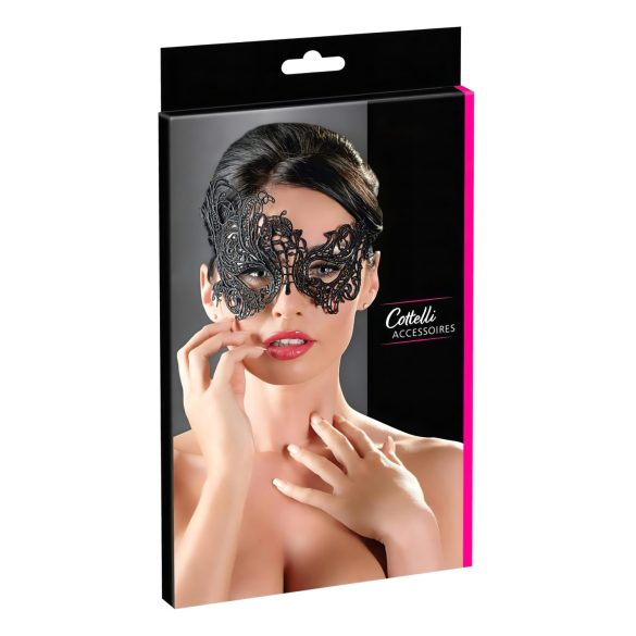 Cottelli - Asymmetrische bestickte Maske (Schwarz)