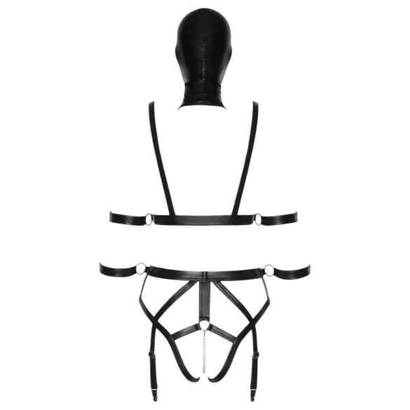 Bad Kitty - Körpergeschirr Set und Maske (schwarz)