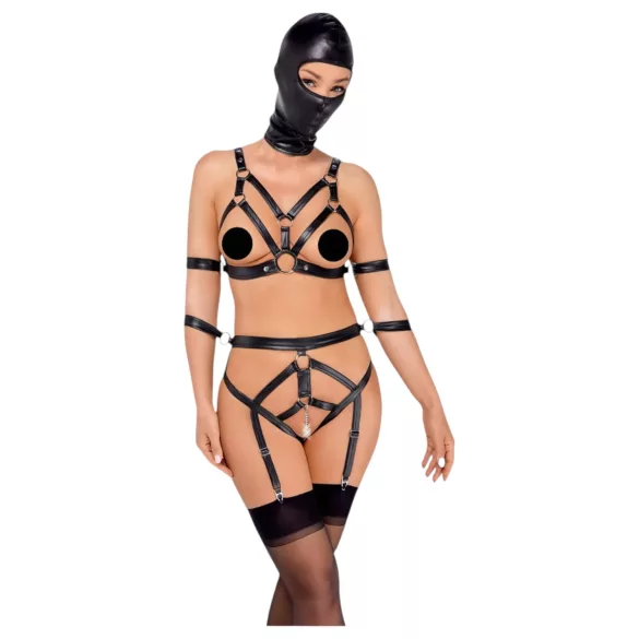 Bad Kitty - Körpergeschirr Set und Maske (schwarz) - M