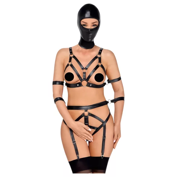 Bad Kitty - Körpergeschirr Set und Maske (schwarz) - M
