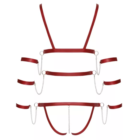 Bad Kitty - Genietter Bondage-Body (rot) - M