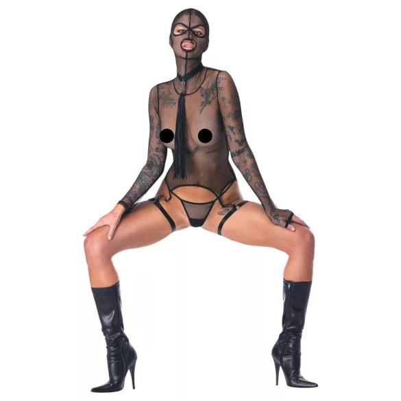 Bad Kitty - BDSM durchsichtiges Netz-Set mit Peitsche (schwarz)