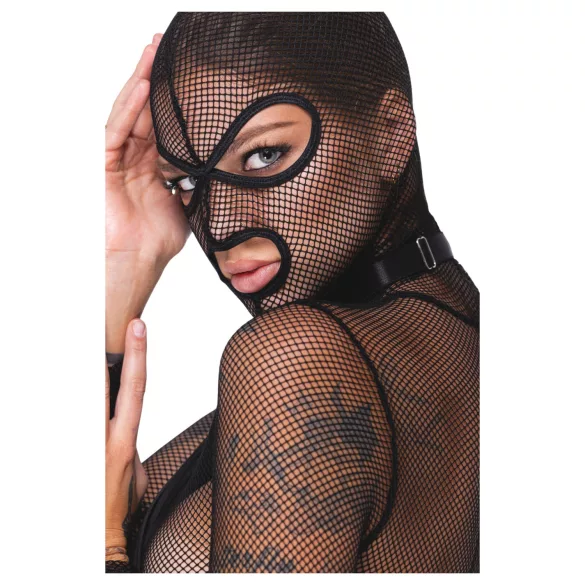 Bad Kitty - BDSM durchsichtiges Netz-Set mit Peitsche (schwarz) - L