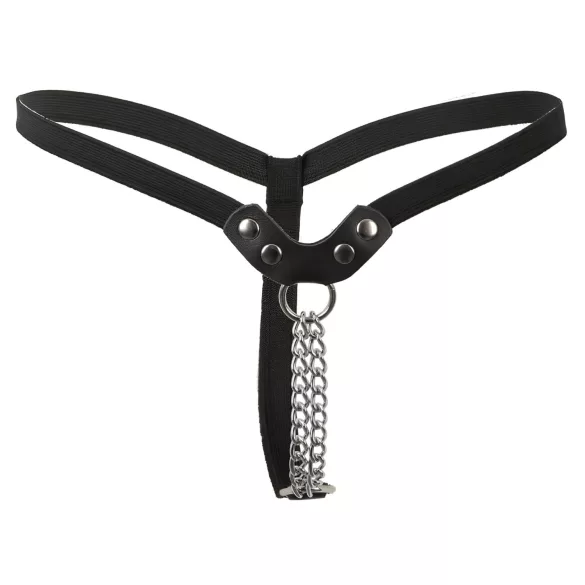 Fetisch - genietetes, geketteltes, schwarzes Tanga (S-L)