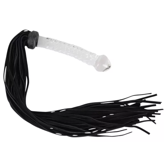 Bad Kitty - Peitsche aus Glas mit Dildo (transparent-schwarz)