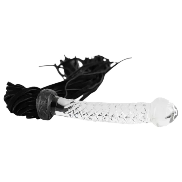 Bad Kitty - Peitsche aus Glas mit Dildo (transparent-schwarz)