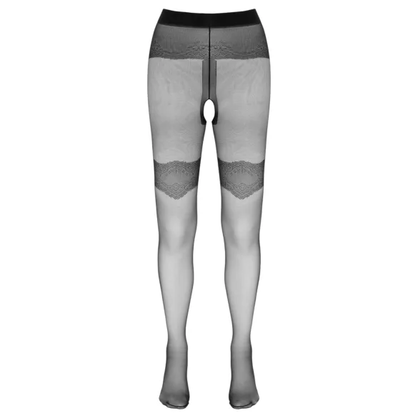 Cottelli - exklusive gemusterte, offene Strümpfe (schwarz) - 4