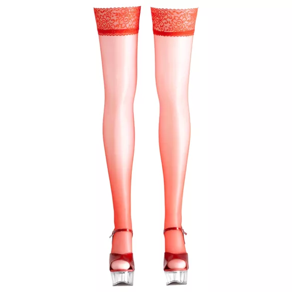Cottelli - Satinierte Strümpfe (rot) - 5/XL