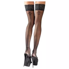 Cottelli - Lilienmuster, gestreifte Strümpfe (schwarz) - 5
