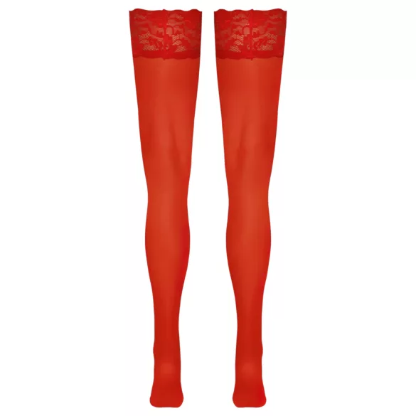 Cottelli - Spitze Strümpfe mit Blumenmuster (rot) - 3/M-L