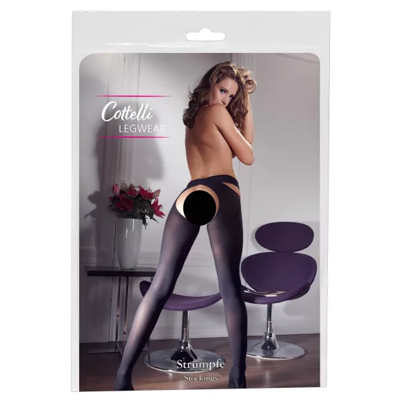 Cottelli - Schwarze Strumpf mit Kreuzband