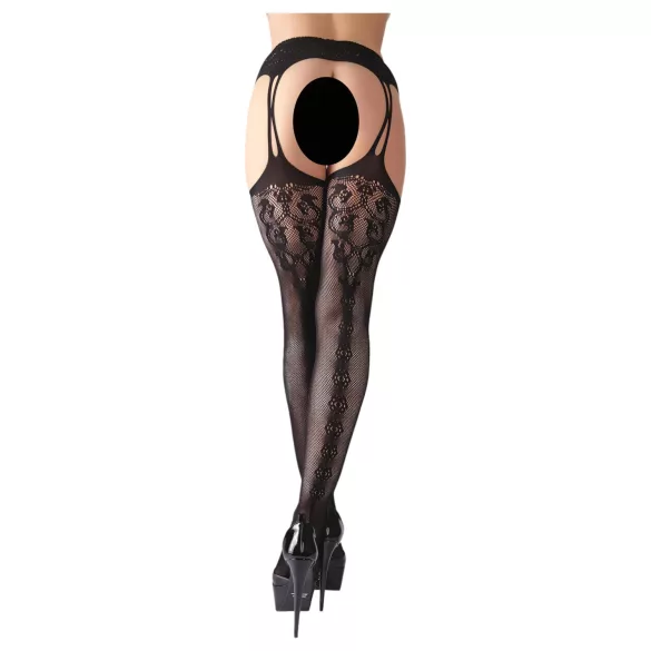 Cottelli - gemusterte Netzstrümpfe (schwarz) - L/XL