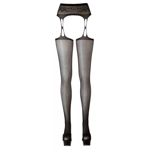 Cottelli - gemusterte Netzstrümpfe (schwarz) - L/XL
