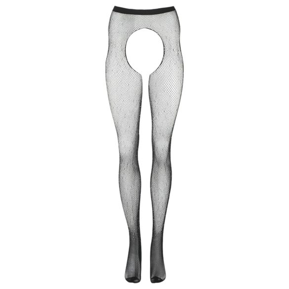 Cottelli Legwear - Offene, glänzende Strümpfe - Schwarz (S-L)