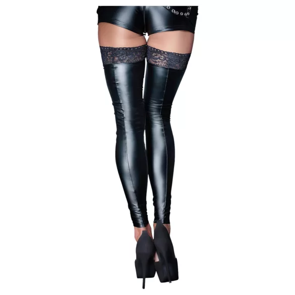 Noir - Spitze glänzende Halterlose (schwarz) - L