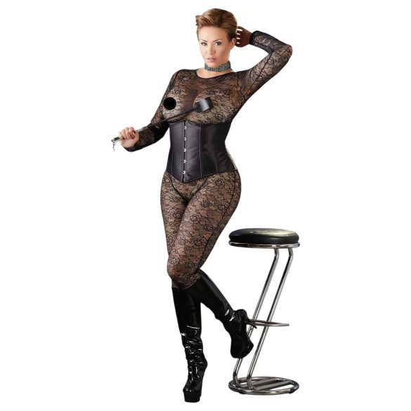 Cottelli Plus Size - Satin Korsett (schwarz) - 2XL