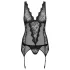 Obsessive Emperita - zart gesticktes Top und String (schwarz)